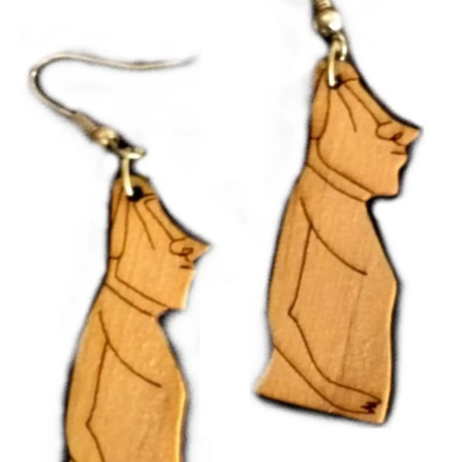 Aros Colgantes Moai De Perfil Madera 5cm 1