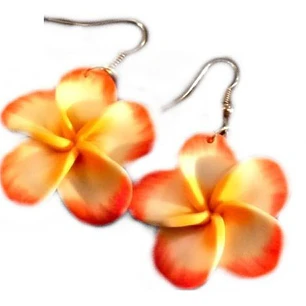 Aros Colgantes Tipanie Naranjo Con Blanco 3cm