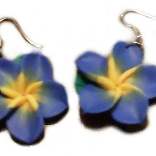 Aros Colgantes Tipanie Azul Con Hojas 3cm