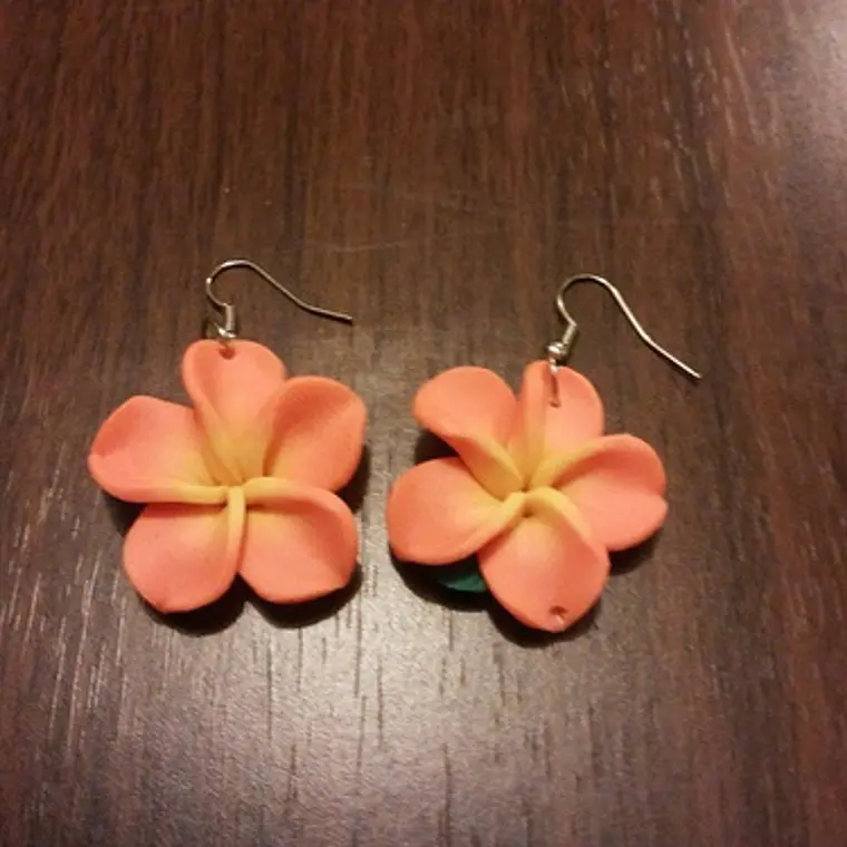 Aros Colgantes Tipanie Naranjo Con Hojas  (mediano)  3cm 2