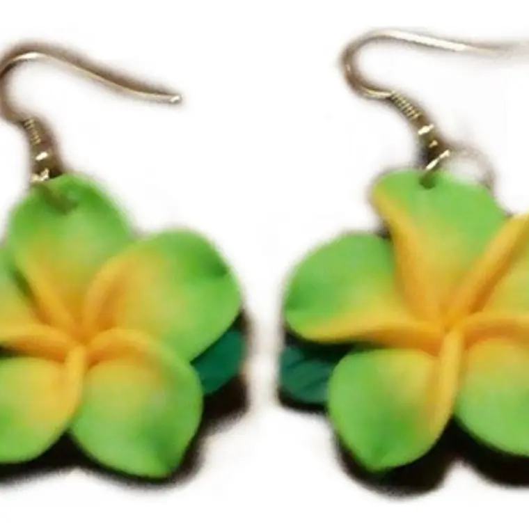 Aros Colgantes Tipanie Verde Con Hojas  (mediano)  3cm 1