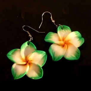 Aros Colgantes Tipanie Verde Blanco diametro 3,5cm