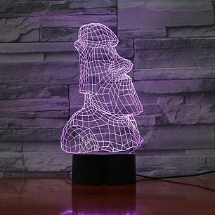 Lampara Acrilico Moai 3d Con Control Remoto Cambia De Color
