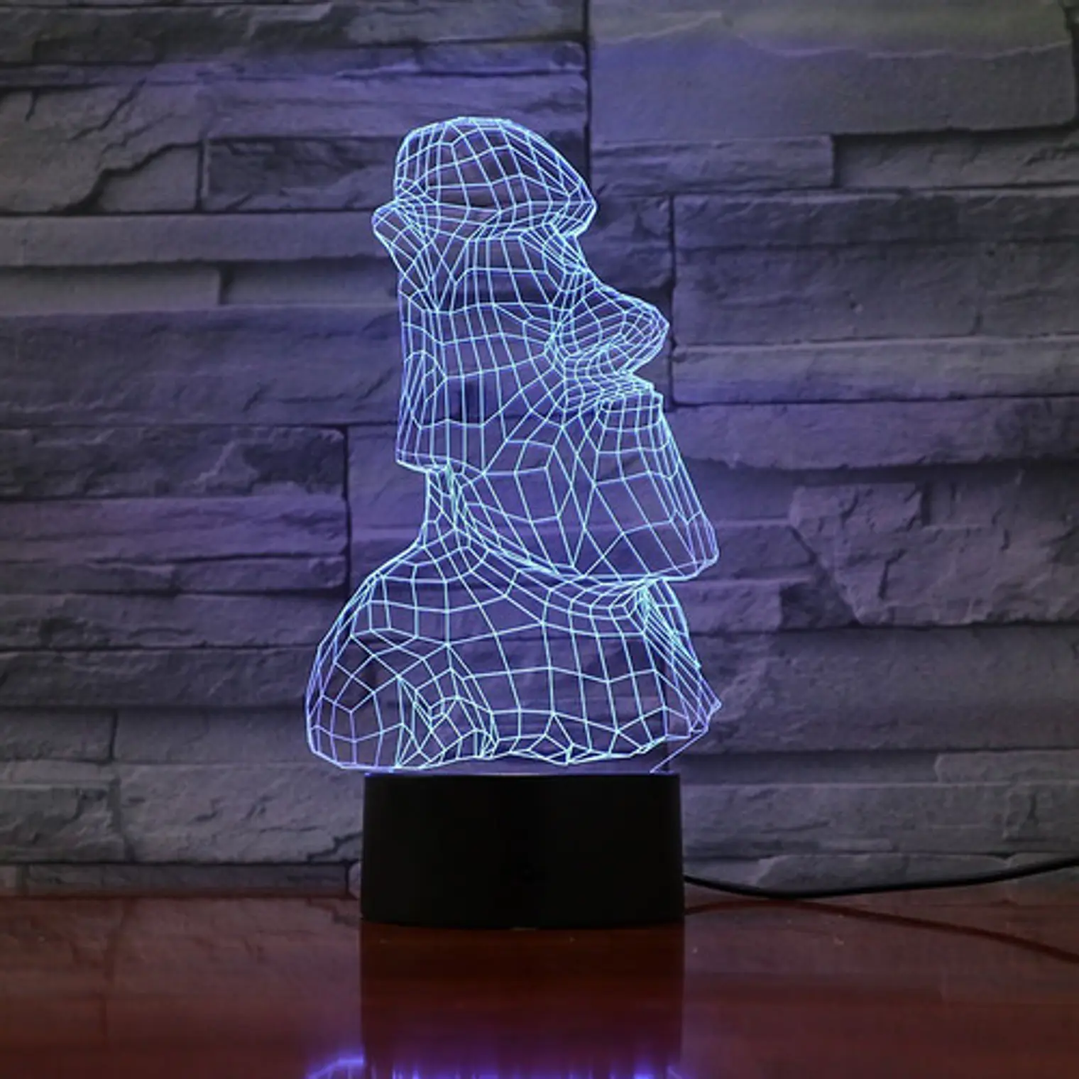 Lampara Acrilico Moai 3d Con Control Remoto Cambia De Color 11