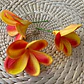 Flor Frangipanie Naranjo Con Amarillo Con Palito  - thumbnail 2