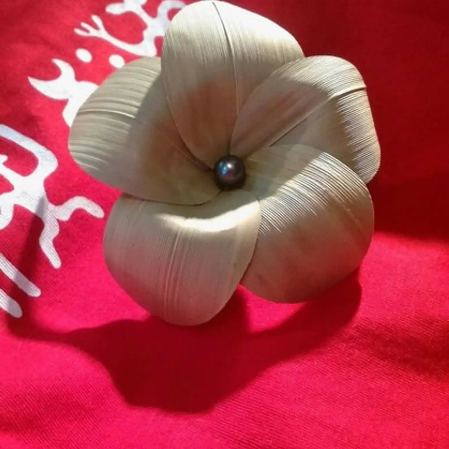 Pinche Para Cabello Flor De Pandanus De Tahiti 10cm 3