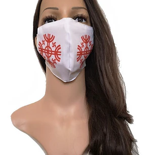 Mascarilla Cubre Boca Y Nariz Doble Tela Diseño Kultrun Rojo