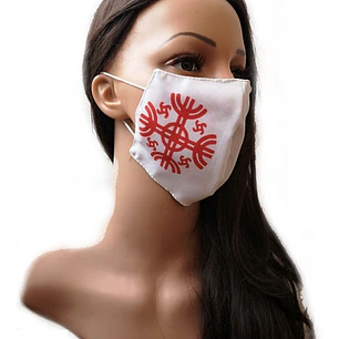 Mascarilla Cubre Boca Y Nariz Doble Tela Diseño Kultrun Rojo