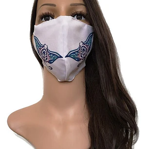 Mascarilla Cubre Boca Doble Tela Diseño Mantarraya Polinesica