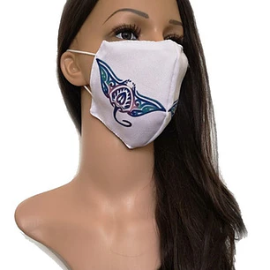 Mascarilla Cubre Boca Doble Tela Diseño Mantarraya Polinesica