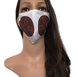 Mascarilla Doble Tela Diseño Mapuche Kultrun Burdeo