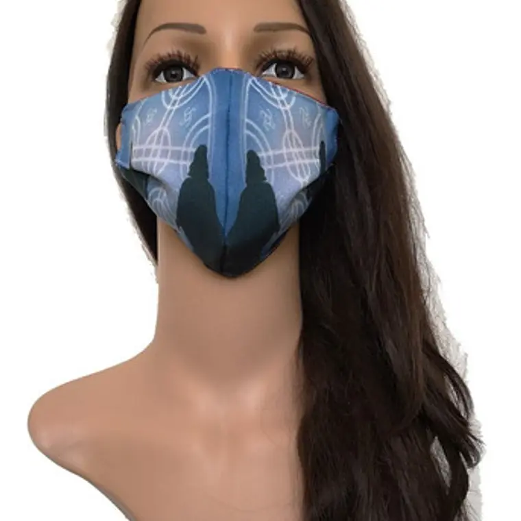 Mascarilla Cubre boca Doble Tela Diseño Mapuche Cielo Kultrun 2