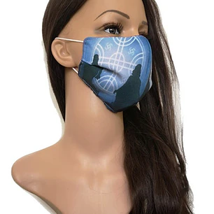 Mascarilla Cubre boca Doble Tela Diseño Mapuche Cielo Kultrun