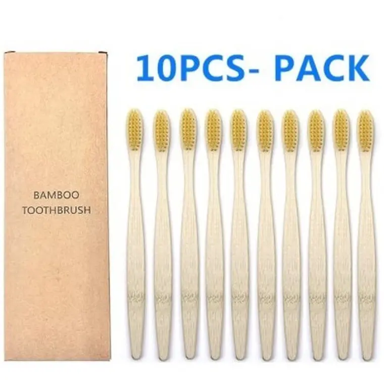 Pack Caja Con 10 Cepillos De Dientes De Bambu Natural  1