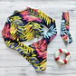 Bikini Con Manga Larga Para Mujer Con Estampado De Hojas - Miniatura 2