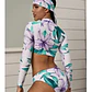 Bikini Manga Larga Blanco Con Flores Lila Y Hojas / Traje de baño - thumbnail 1