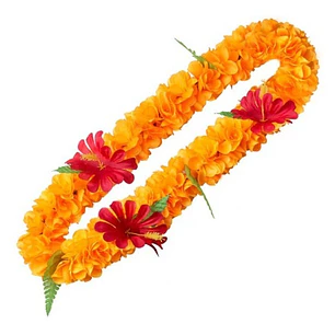 Collar Lei De Flores Tipanie Naranjo Con Hibiscos