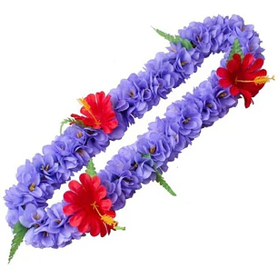 Collar Lei De Flores Tipanie Lila Con Hibiscos