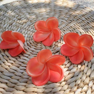 Flor Frangipanie para el cabello Tipanie Coral Oscuro Con Textura Natural