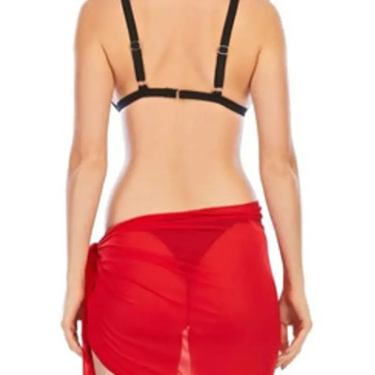 Pareo Gasa Translucido Rectangular Color Rojo, Liso 95x190cm Tela Delgada   4