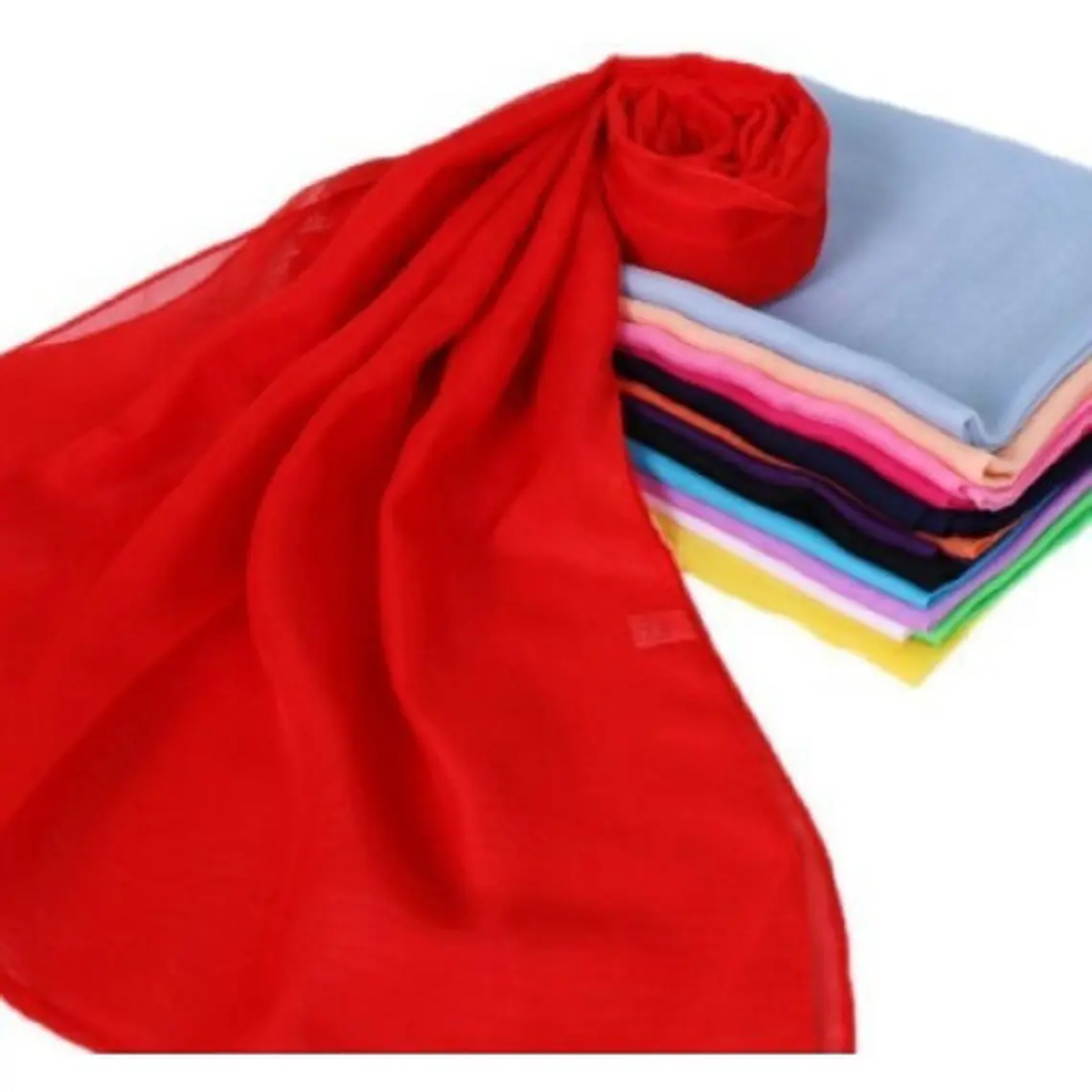 Pareo Gasa Translucido Rectangular Color Rojo, Liso 95x190cm Tela Delgada   3