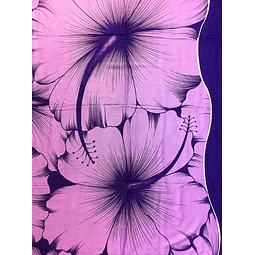 Pareo Hawaii Hibisco Grande Purpura Con Negro  1,10x1,60mts