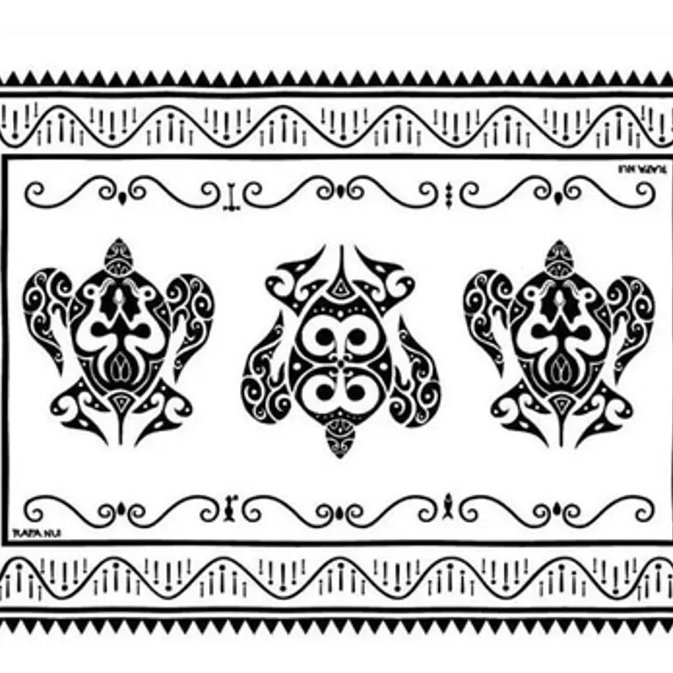 Pareo Napohe Grande Tortuga blanco / Negro 1,75X1,15MTS 1
