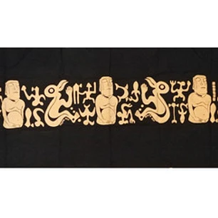 Pareo Corto Napohe Negro Con Moai Y Rongo Rongo Cafe