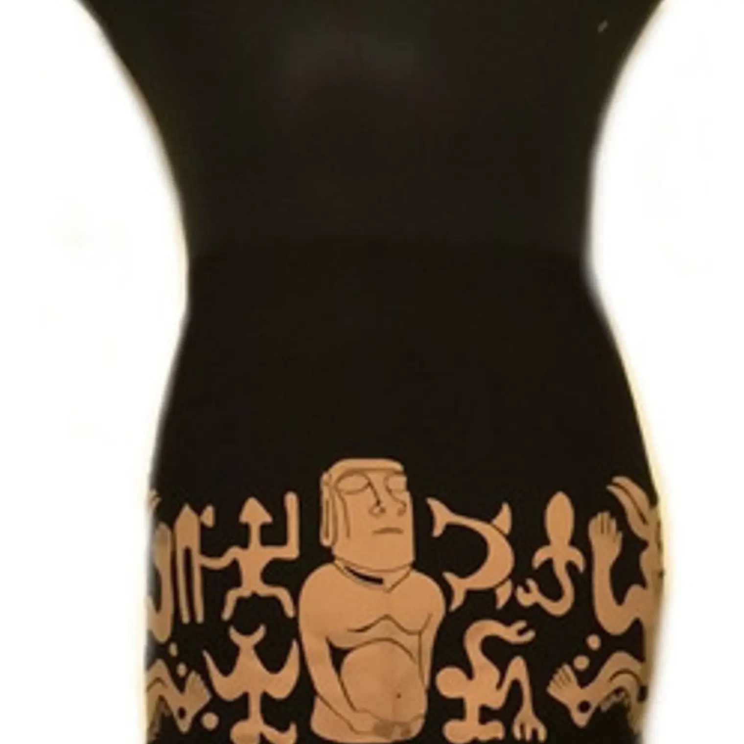 Pareo Corto Napohe Negro Con Moai Y Rongo Rongo Cafe 3