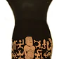 Pareo Corto Napohe Negro Con Moai Y Rongo Rongo Cafe - Miniatura 3