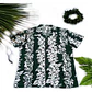 Camisa Polinesica Napohe negra Con Tangata Manu Y Moai blanco - Miniatura 1