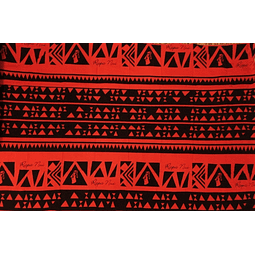 Pareo Napohe Grande Rapa Nui Color Rojo Diseño Tatoo Negro