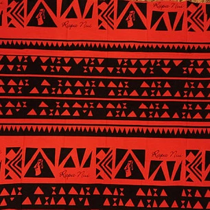 Pareo Napohe Grande Rapa Nui Color Rojo Diseño Tatoo Negro