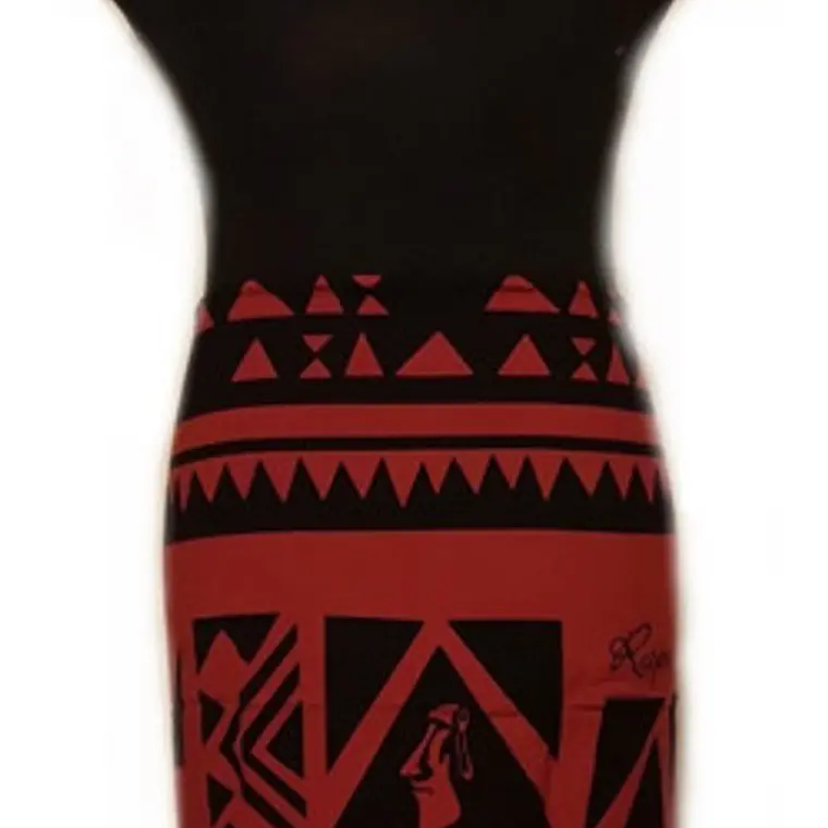Pareo Napohe Grande Rapa Nui Color Rojo Diseño Tatoo Negro 2