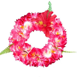 Corona De Flores elasticada Tipanie Fucsia / Rosa e Hibisco 
