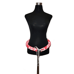 Cinturon De Entrenamiento, Con Tela Polinesica Color blanco con hibisco rojo