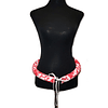 Cinturon De Entrenamiento, Con Tela Polinesica Color blanco con hibisco rojo