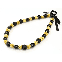 Collar Kukui negro con Pipi Amarillo Hawaii 