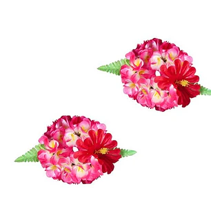 Par de Pulseras elasticada de Flores Fucsia