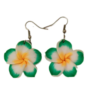 Aros Colgantes Tipanie Verde Blanco diametro 3,5cm