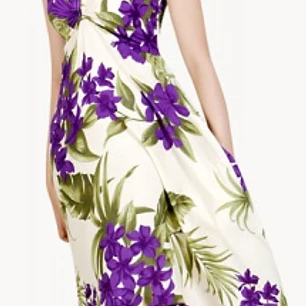 Vestido Mariposa beige con Tipanie morado Polinesico importado desde Hawaii