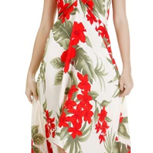 Vestido Mariposa beige con Tipanie Rojo Polinesico importado desde Hawaii