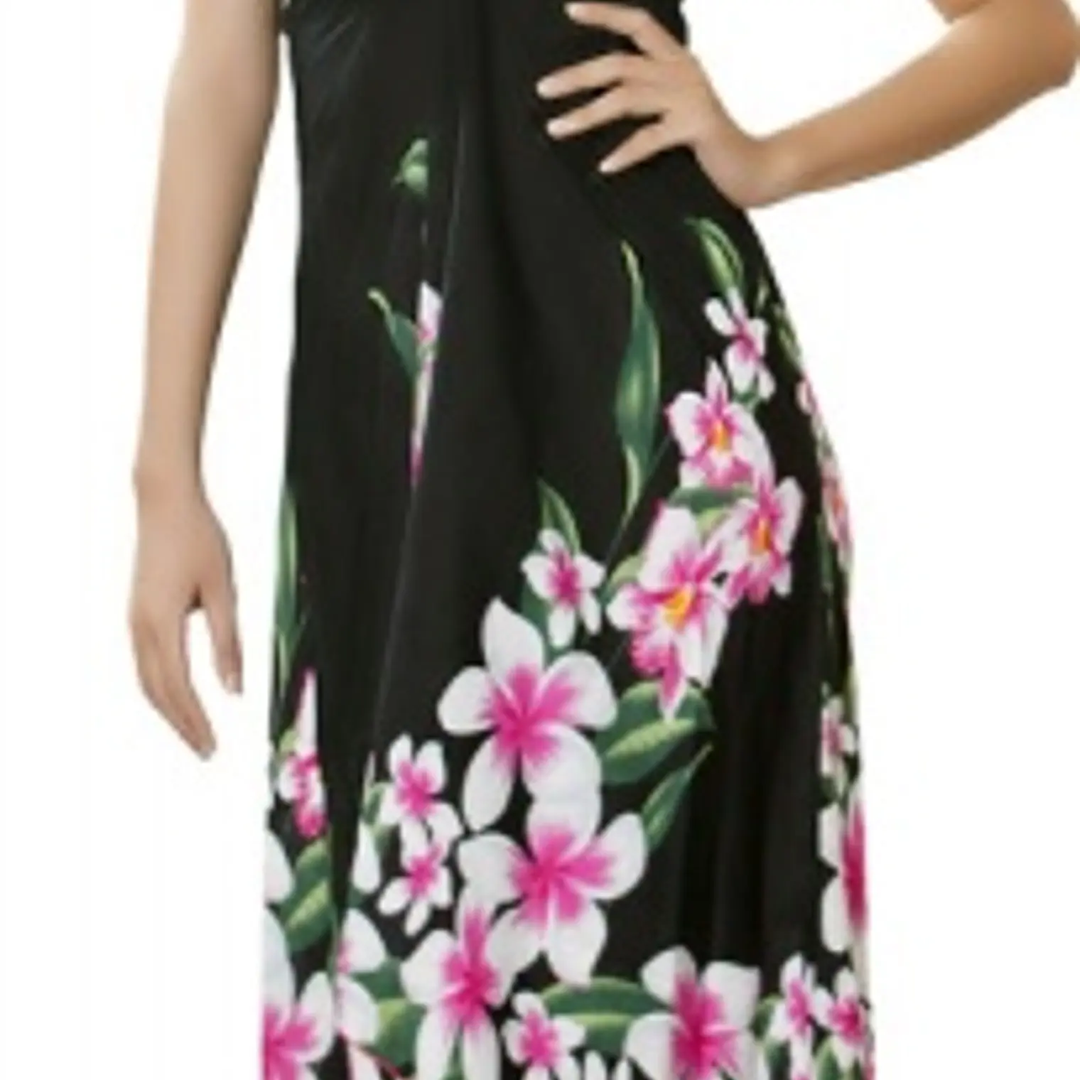 Vestido Mariposa negro con Tipanie Blanco con fucsia Polinesico importado desde Hawaii 1