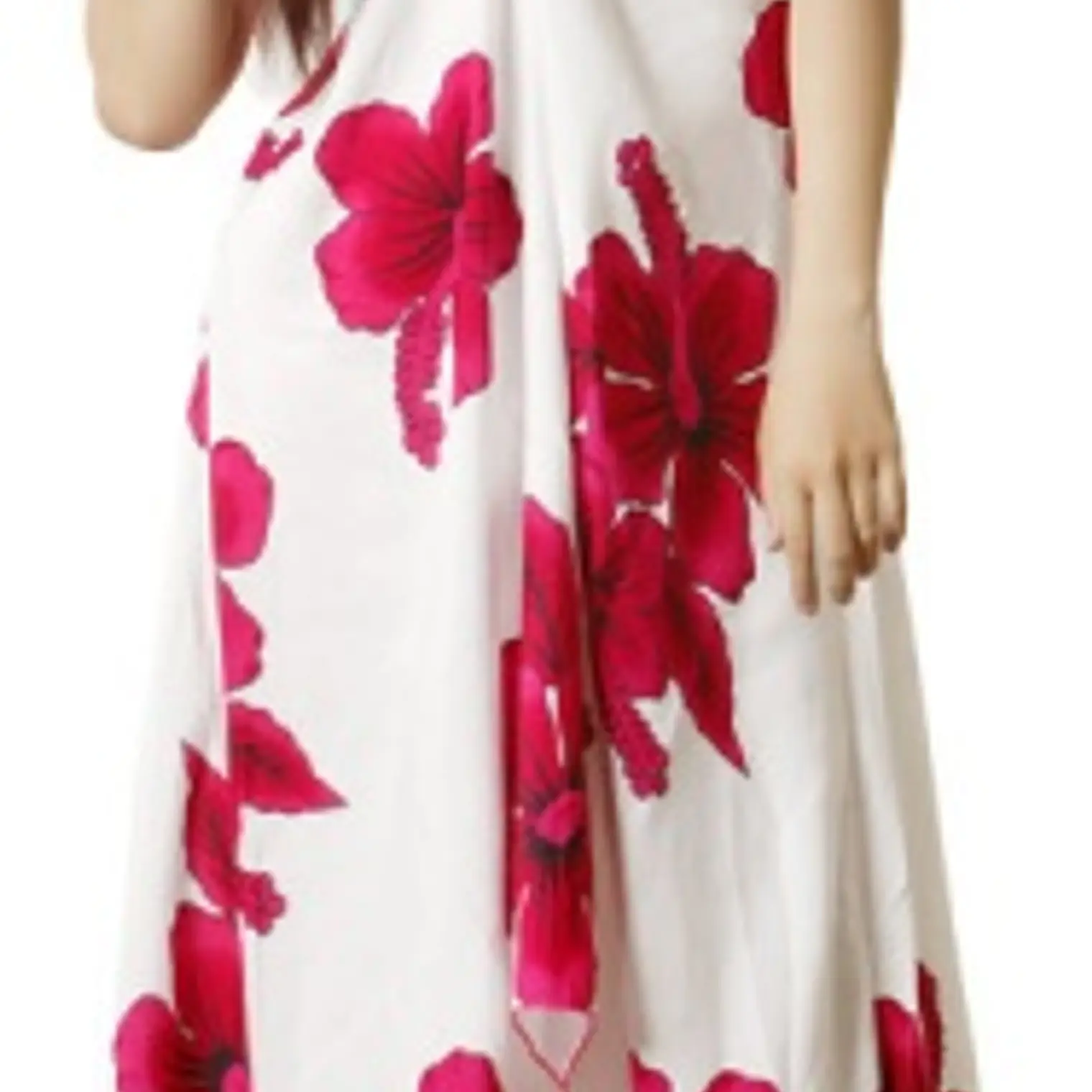 Vestido Mariposa Blanco con Hibisco Fucsia Polinesico importado desde Hawaii 1