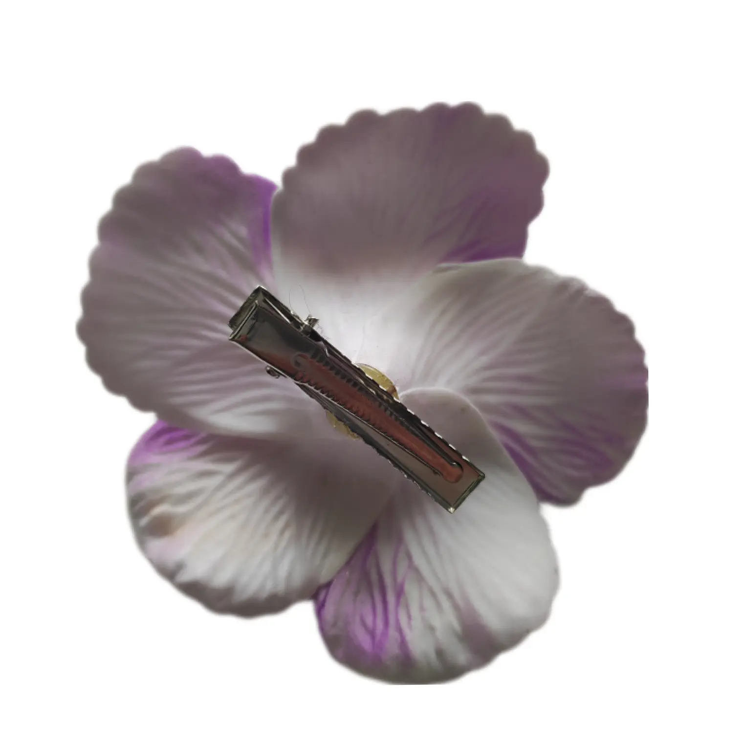 Flor Hibisco morado con pinza para el cabello 4