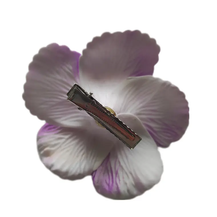 Flor Hibisco morado con pinza para el cabello 4