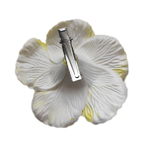 Flores hibisco amarillo 7cm con pinza para el cabello