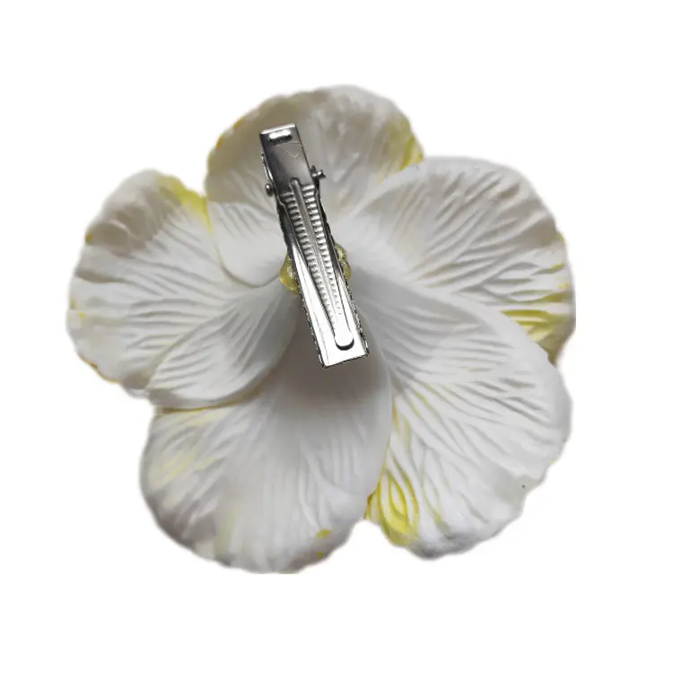 Flores hibisco amarillo 7cm con pinza para el cabello 2