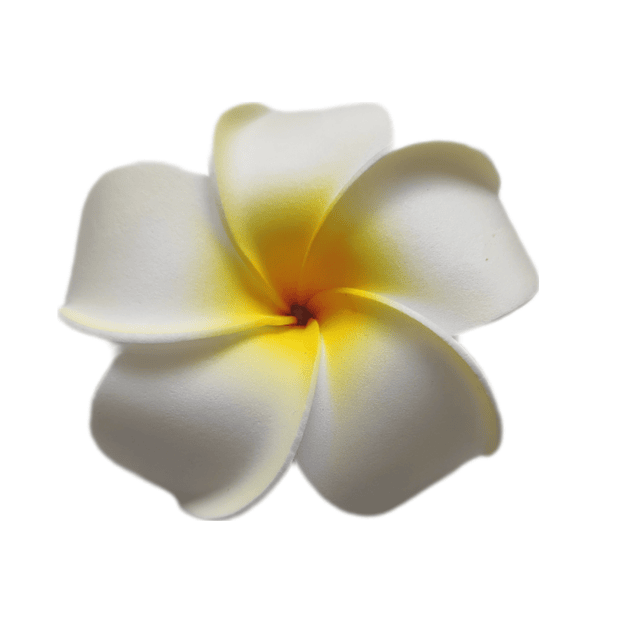 Flor Tipanie 8cm para el cabello blanca con amarillo con pinza