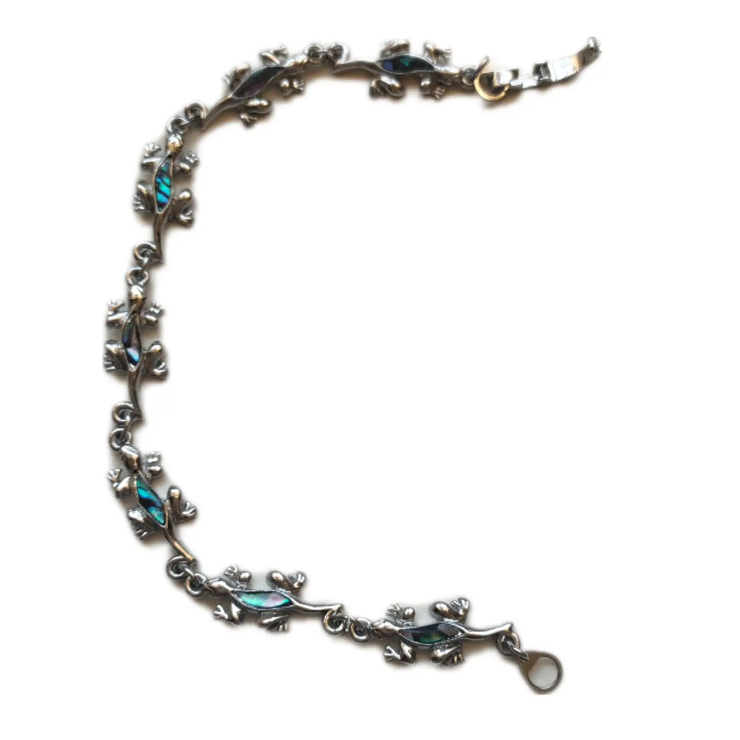 Pulsera fantasía y abalon con lagartijas/ moko 1